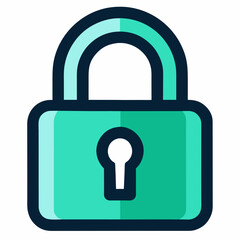 Teal and navy blue lock security safety