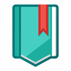 Teal book with red bookmark graphic design