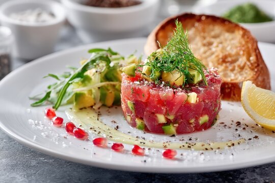 Gourmet starter of delectable tuna tartare