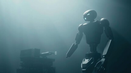 Fototapeta premium Robotic figure in atmospheric scene