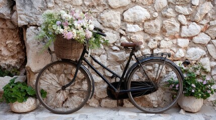 Vintage bicycle with flowers (1)