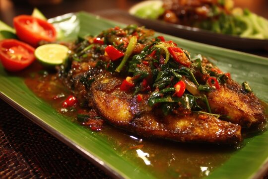 Indonesian dish of marinated Baronang fish