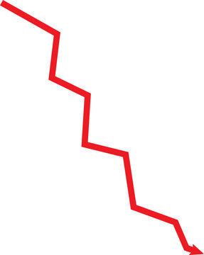 Red arrow pointing downwards in a jagged line indicating a sharp decline