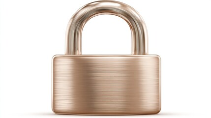 Shiny rose gold padlock isolated on a white background, smooth finish