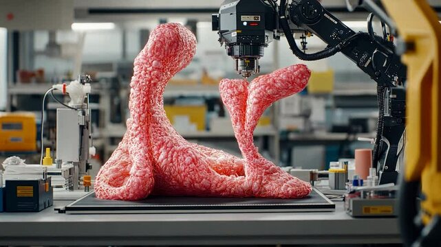 Robotic 3D printing of a textured, fleshy form in a lab setting
