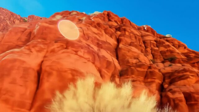 Extreme Close-Up of Detailed Red Rock Formation Texture