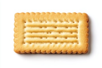 Fototapeta premium Isolated top view of a rectangular butter cookie on white
