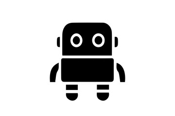 The robot has a rectangular head with two large circular eyes outlined in white, giving it a friendly and animated look.