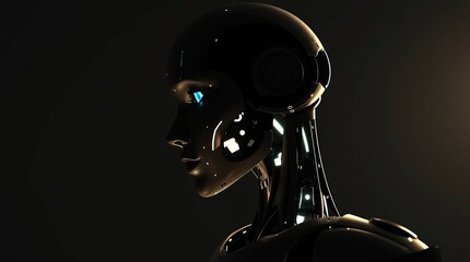 Robot profile with glowing soft accents.