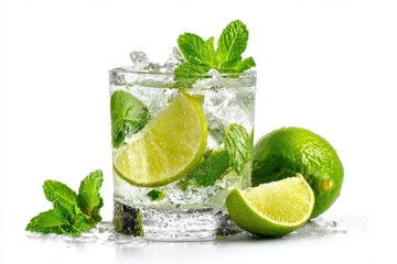 Mojito drink on white backdrop