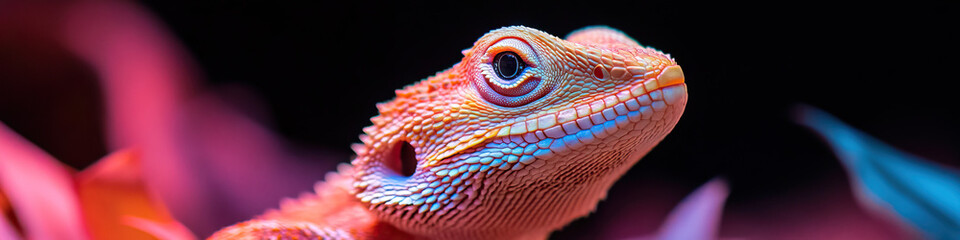 Fototapeta premium Close-up Photograph of a Bearded Dragon's Head and Neck