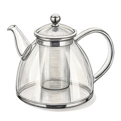 Fototapeta premium Glass Teapot Elegant Kitchenware Illustration isolated on transparent background