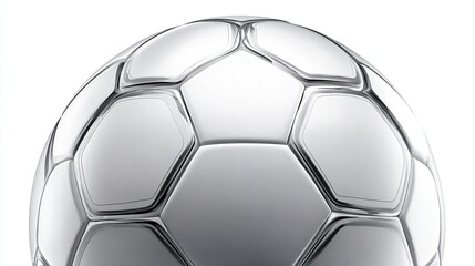 Polished, partially visible soccer ball with pentagonal and hexagonal shapes
