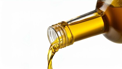 Fototapeta premium Golden oil pouring from bottle