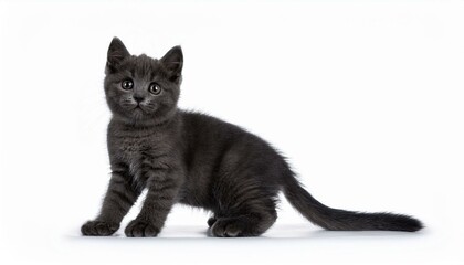 Gray kitten on white background