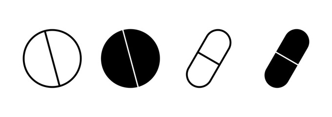 Pills icon vector. capsule icon. Drug sign and symbol