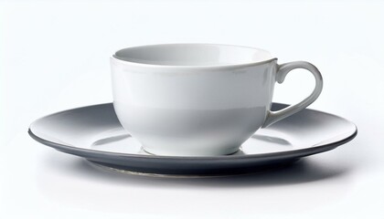 Fototapeta premium White teacup and gray saucer