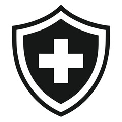 Obraz premium Simple medical cross and shield emblem for healthcare and protection