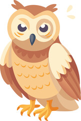Naklejka premium A barred owl with ruffled feathers, just waking up gracefully.