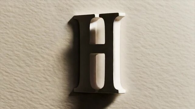Capital letter H, embossed on textured cream surface