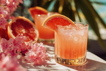 Refreshing non alcoholic grapefruit drink for summer