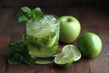Fototapeta premium Revitalizing beverage Green Apple Mojito