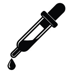 Simple black and white medical dropper icon for healthcare and science design