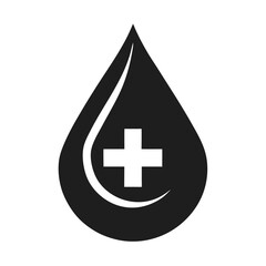 Fototapeta premium Minimalist medical drop icon in black and white with a clean white background