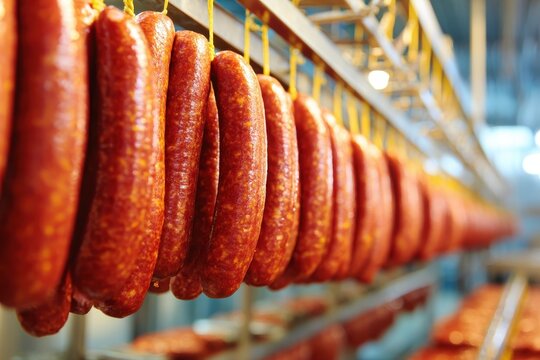 sausage assembly line linked sausages - Powered by Adobe