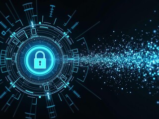 Futuristic digital lock symbolizing advanced cybersecurity technology, data protection, network privacy, and secure online information transfer
