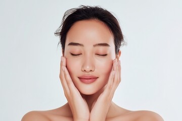 美しい肌の若い女性（スキンケア・基礎化粧品・アジア人）