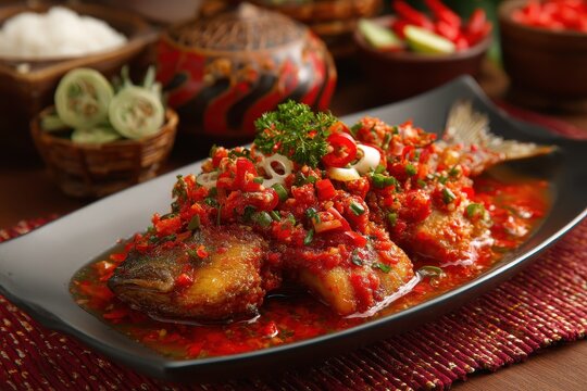 Seasoned Baronang or Rabbit Fish Indonesian cuisine