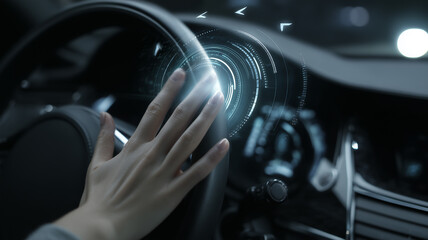 Intuitive Holographic Dashboard Responding to Driver Touch on Modern Steering Wheel
