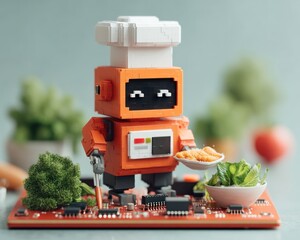 Robot Chef Preparing Healthy Meal