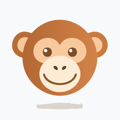 Obraz premium Adorable Cartoon Monkey Face Vector Illustration