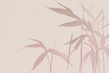Obraz premium Delicate, light pink bamboo silhouettes on a muted beige background.
