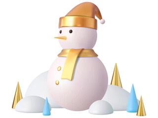 Cute winter snowman illustration with a red scarf, hat, and broom on a white background, perfect for Christmas holiday celebrations