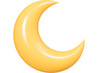 Golden 3D crescent moon and stars vector illustration, a luminous symbol of night sky design
