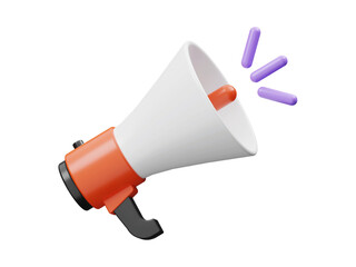 Metal 3D design of a business megaphone illustration isolated on a white background