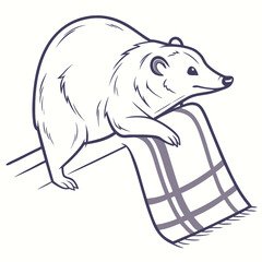 Bear resting on plaid blanket animal