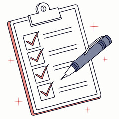 Checklist with pen and checkmarks clipboard writing