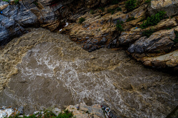 Due to the monsoon, Bagmati river flow has increased in Kathmandu, Nepal