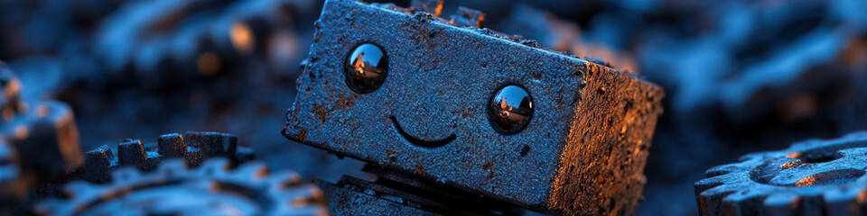 Fototapeta premium Metallic Robot Amidst Gears