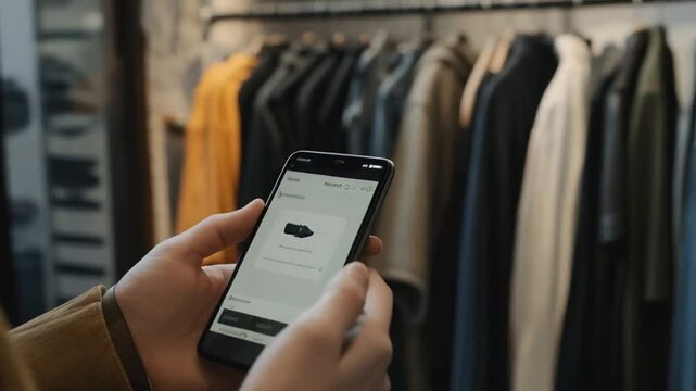 Someone is checking for discounts on their phone while browsing through an online shopping app.
