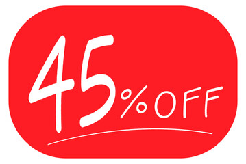 赤い背景の手描きの「45%OFF」のアイコン