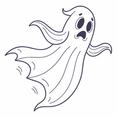 Spooky ghost with wide eyes and open mouth halloween