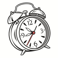 Vintage alarm clock with red second hand time clock face