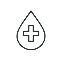 Fototapeta premium Minimalist blood drop with a cross design, suitable for medical, healthcare, or donation themes in branding and graphic projects.
