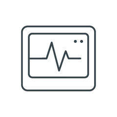 A simple heartbeat monitor graphic is perfect for medical logos, healthcare design, and cardiology themes, easily scalable for any project.