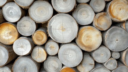 Stacked Logs, Natural Wood Texture, Outdoor Storage